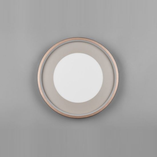 Plafoniera led 36w 3000k moderna rotonda caffe grigio caldo con diffusore effetto raggi