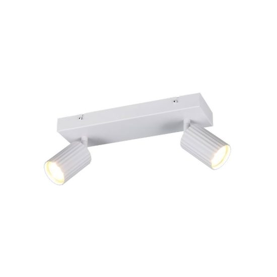 Plafoniera con 2 faretti orientabili moderna bianca con diffusori cilindrici rigati