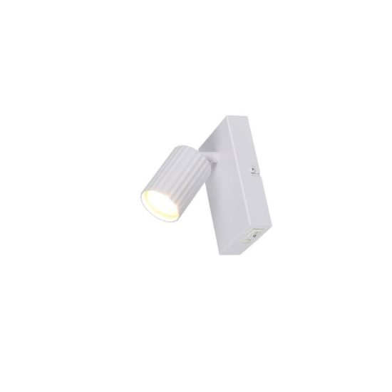 Applique per comodino camera da letto bianca con cilindro rigato interruttore