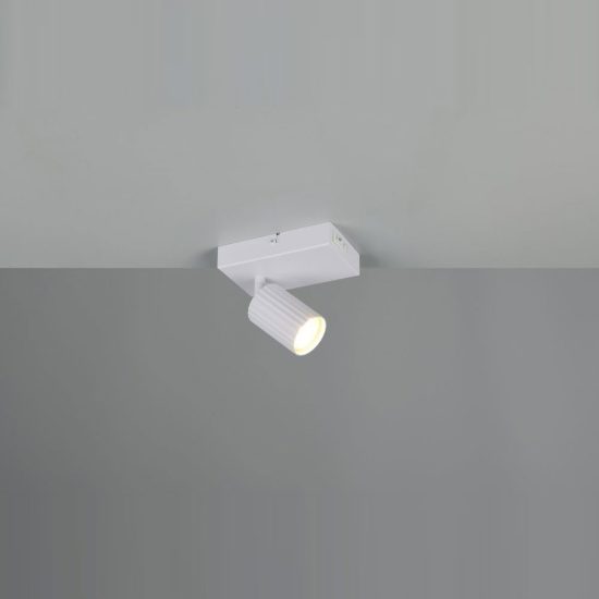 Applique per comodino camera da letto bianca con cilindro rigato interruttore