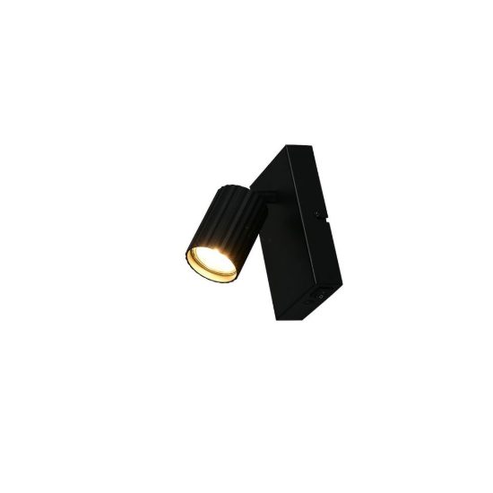 Applique per comodino camera da letto nera con cilindro rigato interruttore
