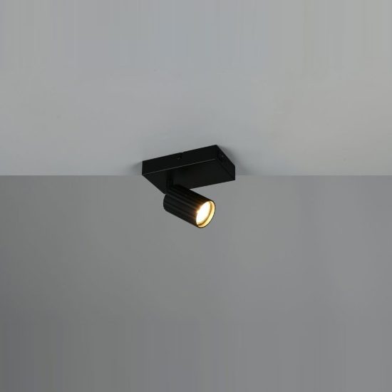 Applique per comodino camera da letto nera con cilindro rigato interruttore
