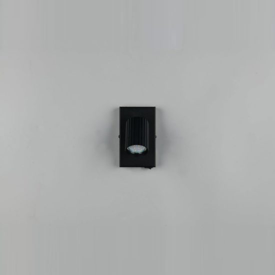 Applique per comodino camera da letto nera con cilindro rigato interruttore