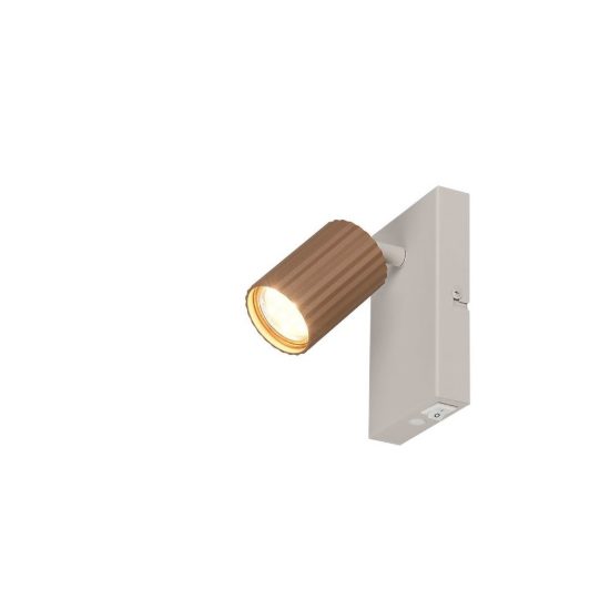 Applique per comodino camera da letto grigio caldo caffe con cilindro rigato interruttore