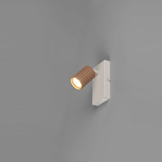Applique per comodino camera da letto grigio caldo caffe con cilindro rigato interruttore