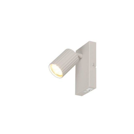 Applique per comodino camera da letto grigio caldo con cilindro rigato interruttore
