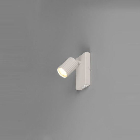 Applique per comodino camera da letto grigio caldo con cilindro rigato interruttore
