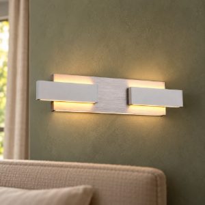 Applique per salotto led 25w cct 2700k 6000k con telecomando moderna lineare nichel opaco