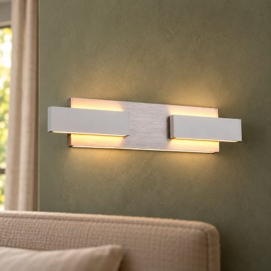 Applique per salotto led 25w cct 2700k 6000k con telecomando moderna lineare nichel opaco
