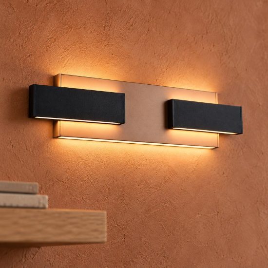 Applique per salotto led 25w cct 2700k 6000k con telecomando moderna lineare nera caffe