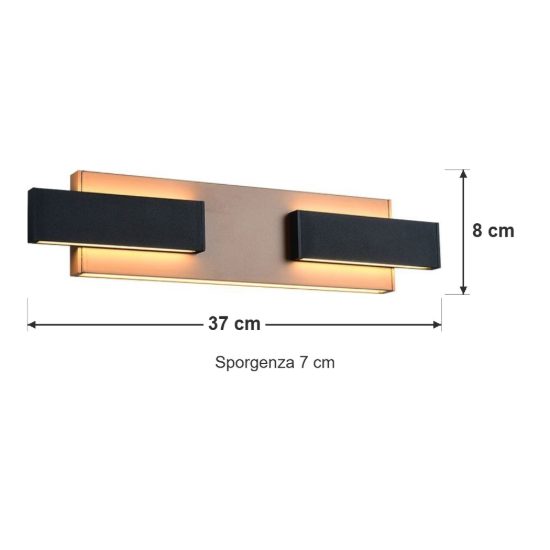 Applique per salotto led 25w cct 2700k 6000k con telecomando moderna lineare nera caffe