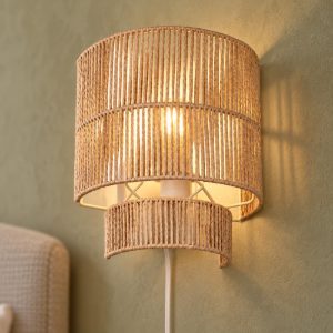 Applique per soggiorno moderna in filato di carta marrone metallo bianco