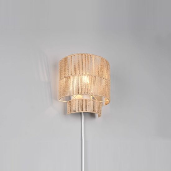 Applique per soggiorno moderna in filato di carta marrone metallo bianco