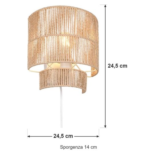 Applique per soggiorno moderna in filato di carta marrone metallo bianco