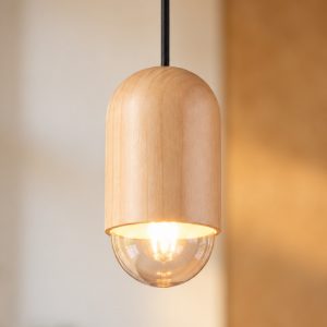 Lampada a sospensione per sala da pranzo moderna in legno naturale