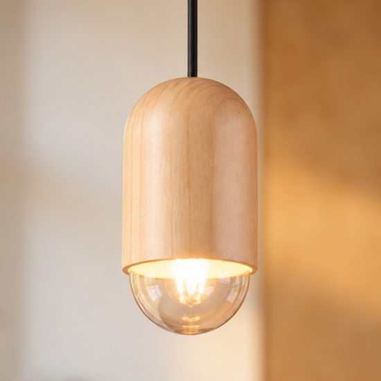 Lampada a sospensione per sala da pranzo moderna in legno naturale