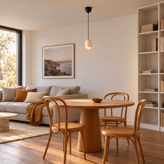 Lampada a sospensione per sala da pranzo moderna in legno naturale
