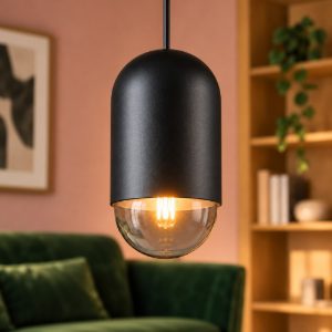 Lampada a sospensione per sala da pranzo moderna nera in metallo