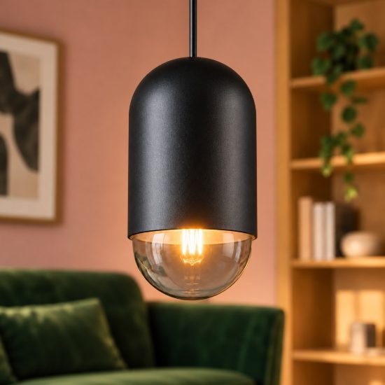 Lampada a sospensione per sala da pranzo moderna nera in metallo