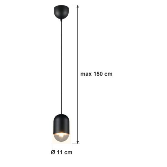 Lampada a sospensione per sala da pranzo moderna nera in metallo