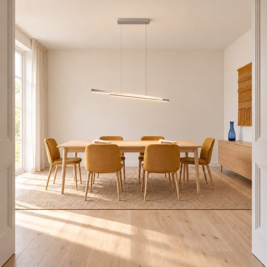 Lampadario a sospensione led 22w 3000k per sala da pranzo lineare nichel opaco con 2 bacchette