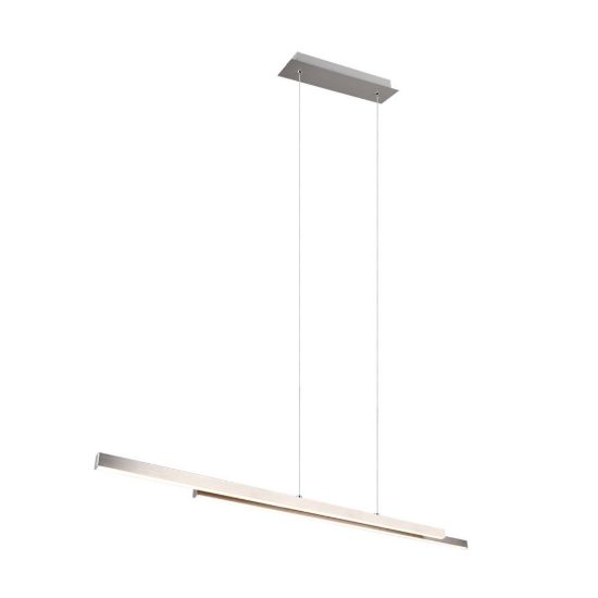 Lampadario a sospensione led 22w 3000k per sala da pranzo lineare nichel opaco con 2 bacchette