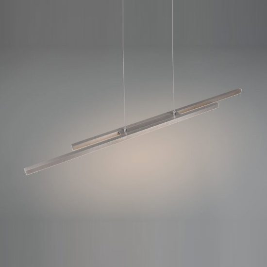 Lampadario a sospensione led 22w 3000k per sala da pranzo lineare nichel opaco con 2 bacchette