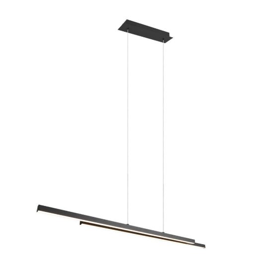Lampadario a sospensione led 22w 3000k per sala da pranzo lineare nero con 2 bacchette