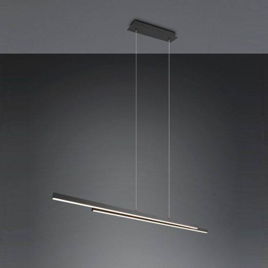 Lampadario a sospensione led 22w 3000k per sala da pranzo lineare nero con 2 bacchette
