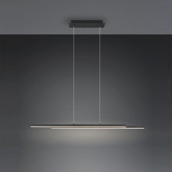 Lampadario a sospensione led 22w 3000k per sala da pranzo lineare nero con 2 bacchette