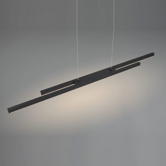 Lampadario a sospensione led 22w 3000k per sala da pranzo lineare nero con 2 bacchette