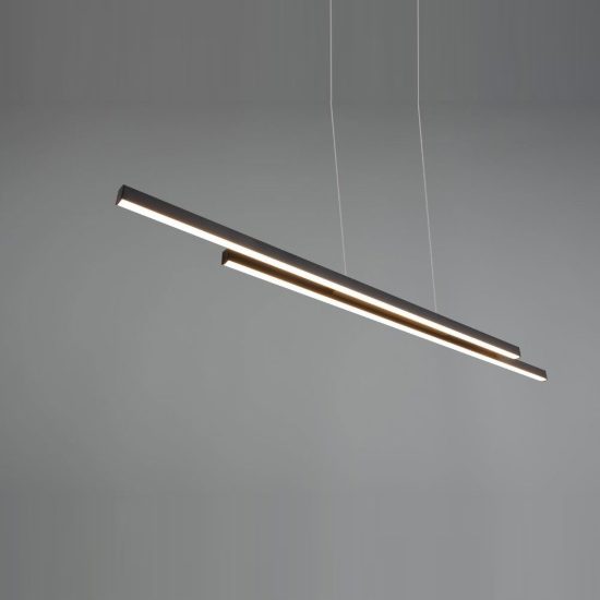 Lampadario a sospensione led 22w 3000k per sala da pranzo lineare nero con 2 bacchette