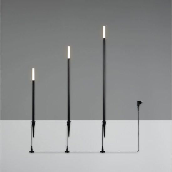 Set 3 lampioni da giardino led 3x3,5w 3000k con picchetto ip44 regolabili in altezza neri bianchi