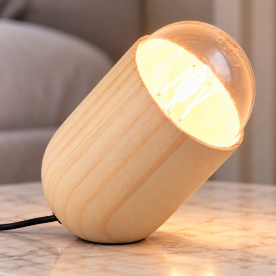 Abat-jour per comodino moderno in legno naturale