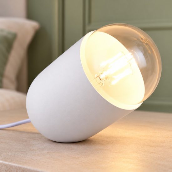 Abat-jour per comodino moderno bianco in metallo