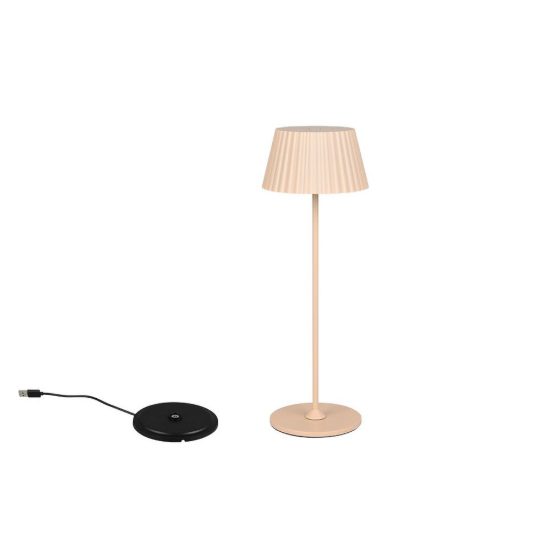 Lampada da tavolino ricaricabile da esterno led 1,5w 3000k touch ip44 sabbia con base di ricarica