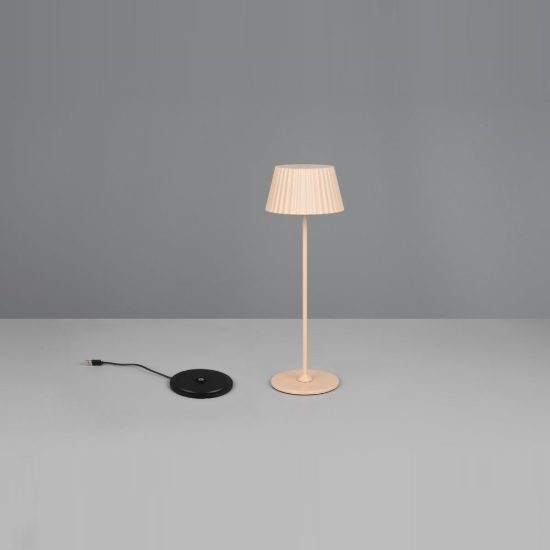 Lampada da tavolino ricaricabile da esterno led 1,5w 3000k touch ip44 sabbia con base di ricarica