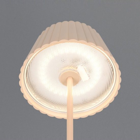 Lampada da tavolino ricaricabile da esterno led 1,5w 3000k touch ip44 sabbia con base di ricarica
