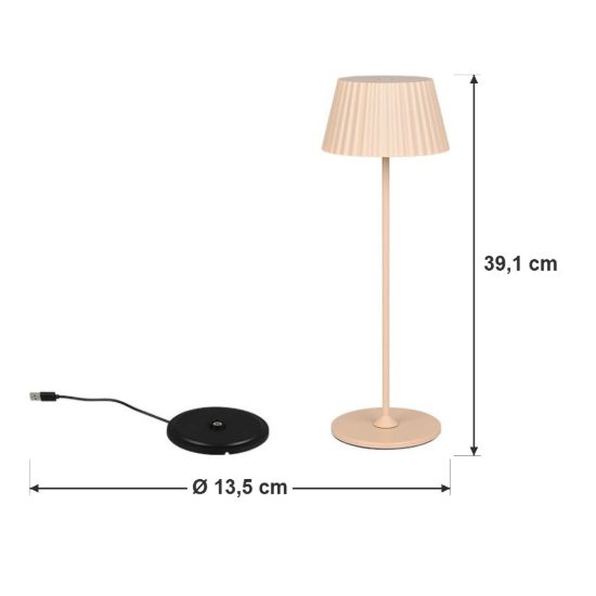 Lampada da tavolino ricaricabile da esterno led 1,5w 3000k touch ip44 sabbia con base di ricarica