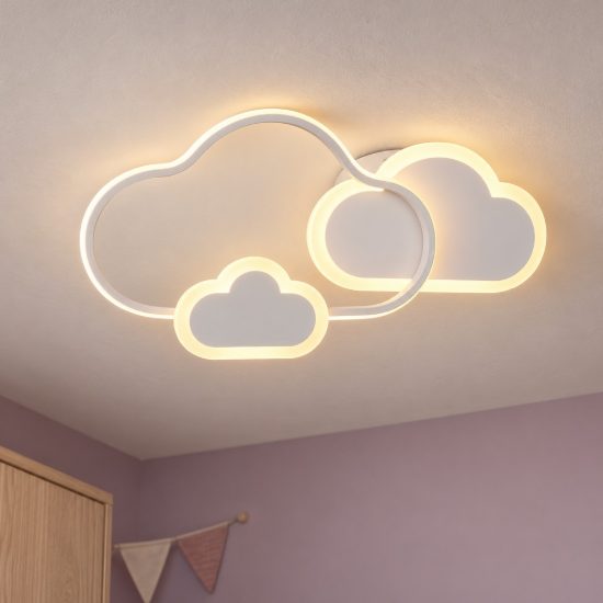 Plafoniera led 29w 3000k rgb con telecomando per cameretta a forma di nuvola bianca