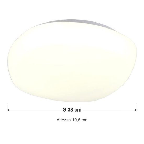 Plafoniera led 24w cct 2700k 6500k con telecomando bianca a forma di sasso con diffusore satinato