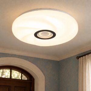 Plafoniera led 23w cct 2700k 6500k con telecomando moderna rotonda bianca nera effetto infinito