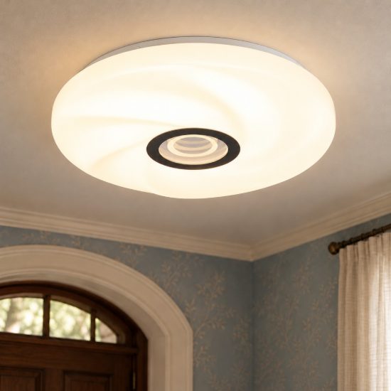 Plafoniera led 23w cct 2700k 6500k con telecomando moderna rotonda bianca nera effetto infinito