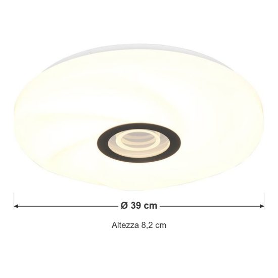 Plafoniera led 23w cct 2700k 6500k con telecomando moderna rotonda bianca nera effetto infinito