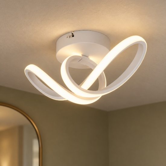 Plafoniera led 7w 4000k moderna bianca con diffusore a fiocco