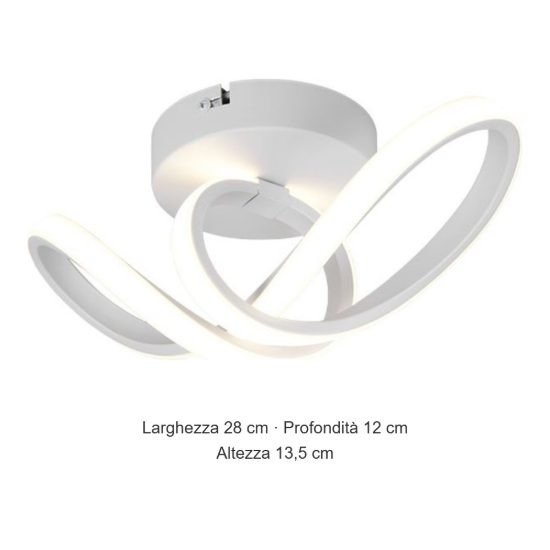 Plafoniera led 7w 4000k moderna bianca con diffusore a fiocco
