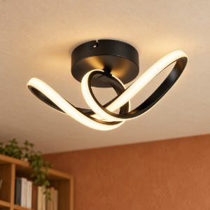 Plafoniera led 7w 3000k moderna nera con diffusore a fiocco
