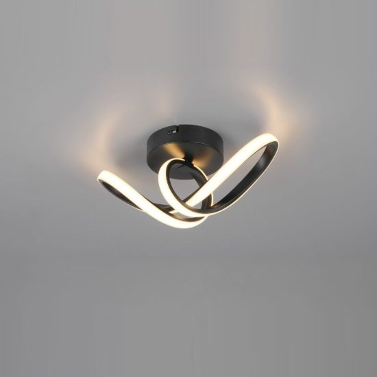 Plafoniera led 7w 3000k moderna nera con diffusore a fiocco