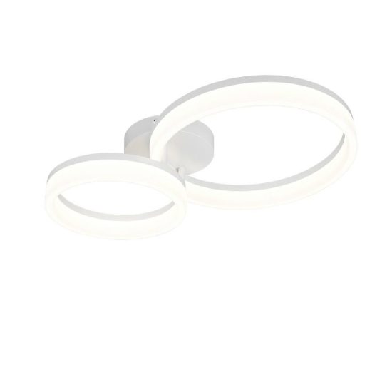 Plafoniera led 22w 4000k per soggiorno moderna bianca a 2 anelli