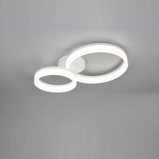 Plafoniera led 22w 4000k per soggiorno moderna bianca a 2 anelli